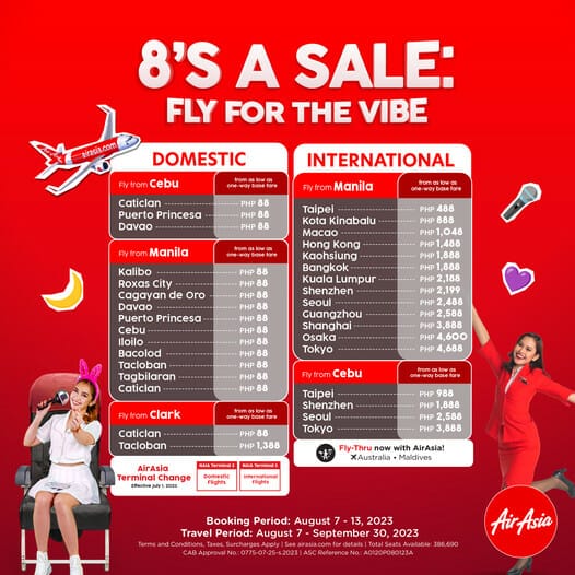 Airasia Launches P88 Seat Sale Until Aug 13 Piso Fare Promo